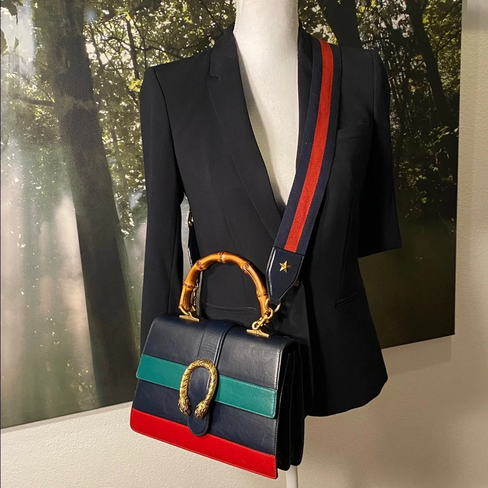 GUCCI Dionysus Bamboo Sylvie Web Top Handle Bag COA - Picture 1 of 17